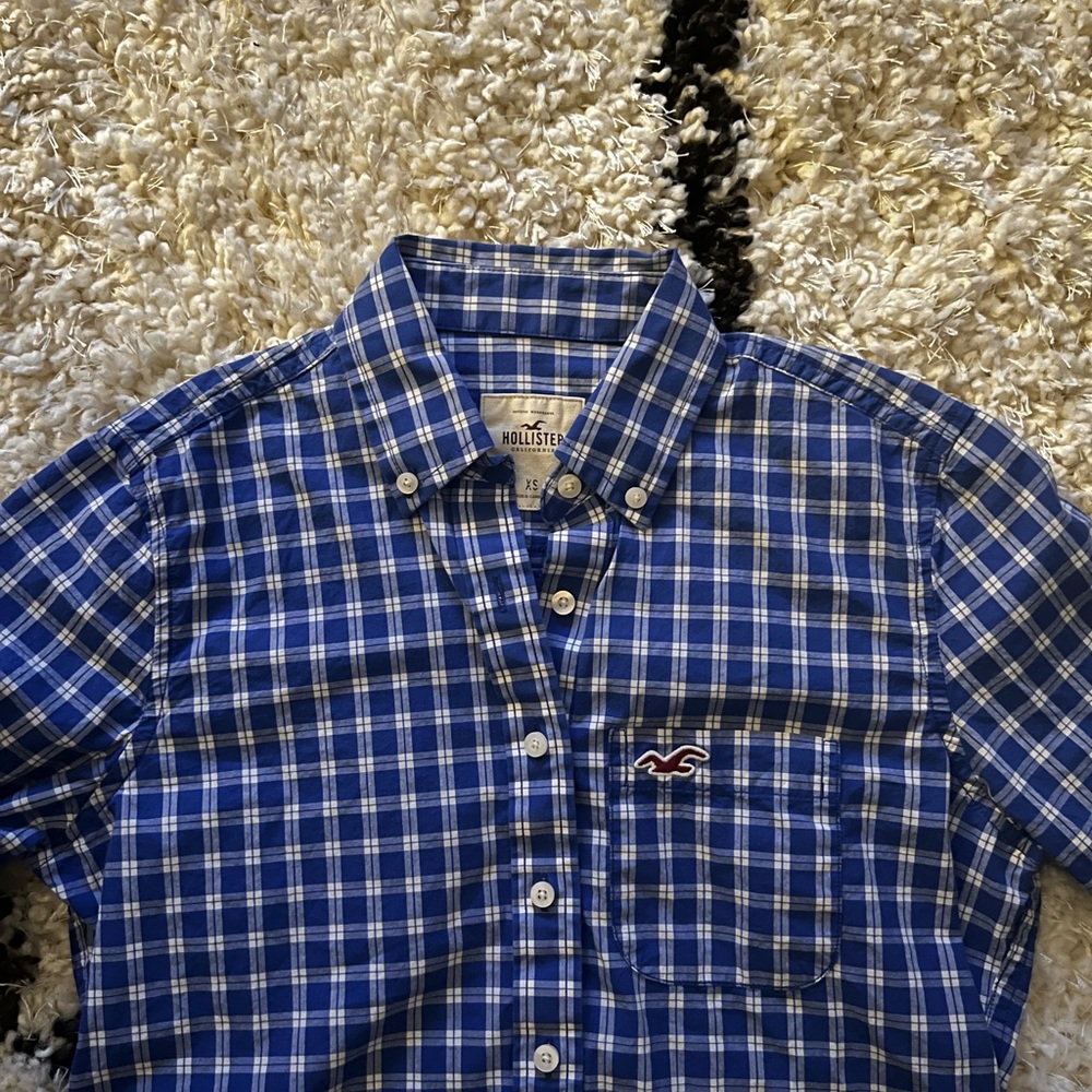 Hollister royal blue plaid button down shirt XS - Picture 3 of 4